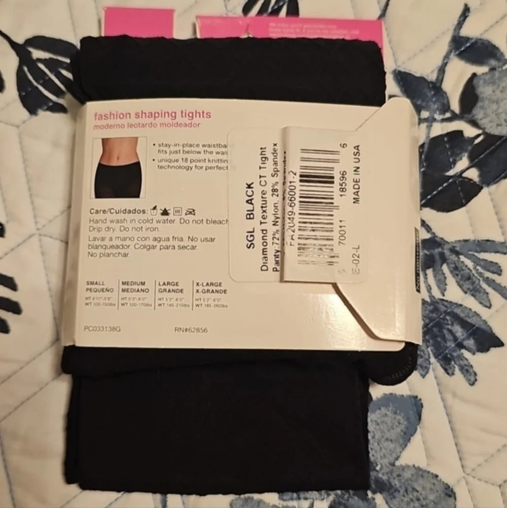 3 Pair Women's Tights Bundle Size M Black Sheer Fishnet Patterned Hosiery NWT